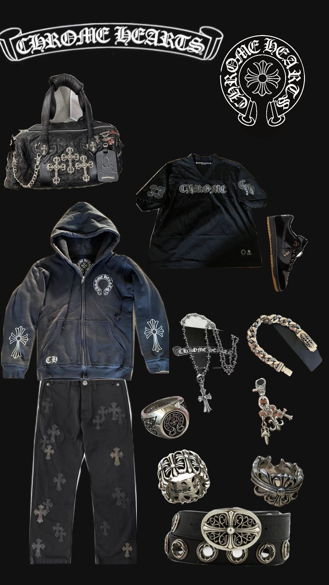 Chrome Hearts style outfit details